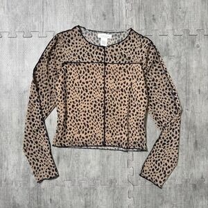 KIRIOUS Los Angeles Cheetah Print Mesh Long Sleeve Top Women's Medium